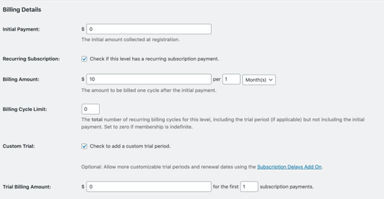 Create Membership Level