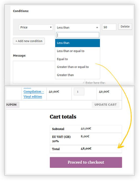 Activate gateway based on cart total amount