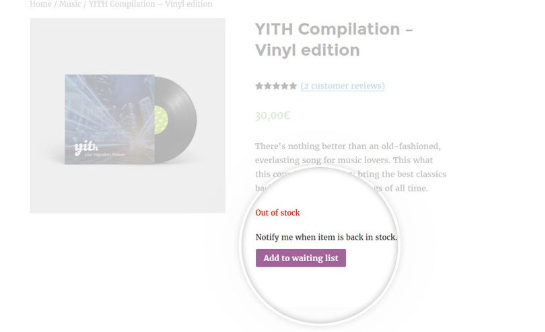 Add waitlist join button - single product page