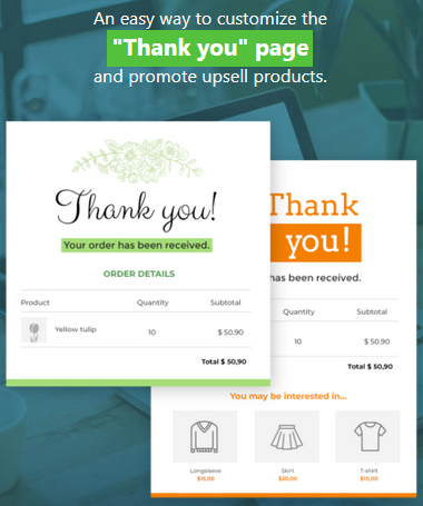 An easy way to customize the Thank you page and promote upsell products