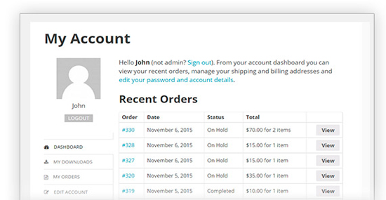 Customize My Account Page