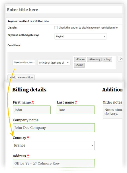 Remove gateway based on user's country