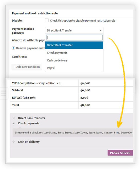 Remove the gateway from the checkout (checkout) page